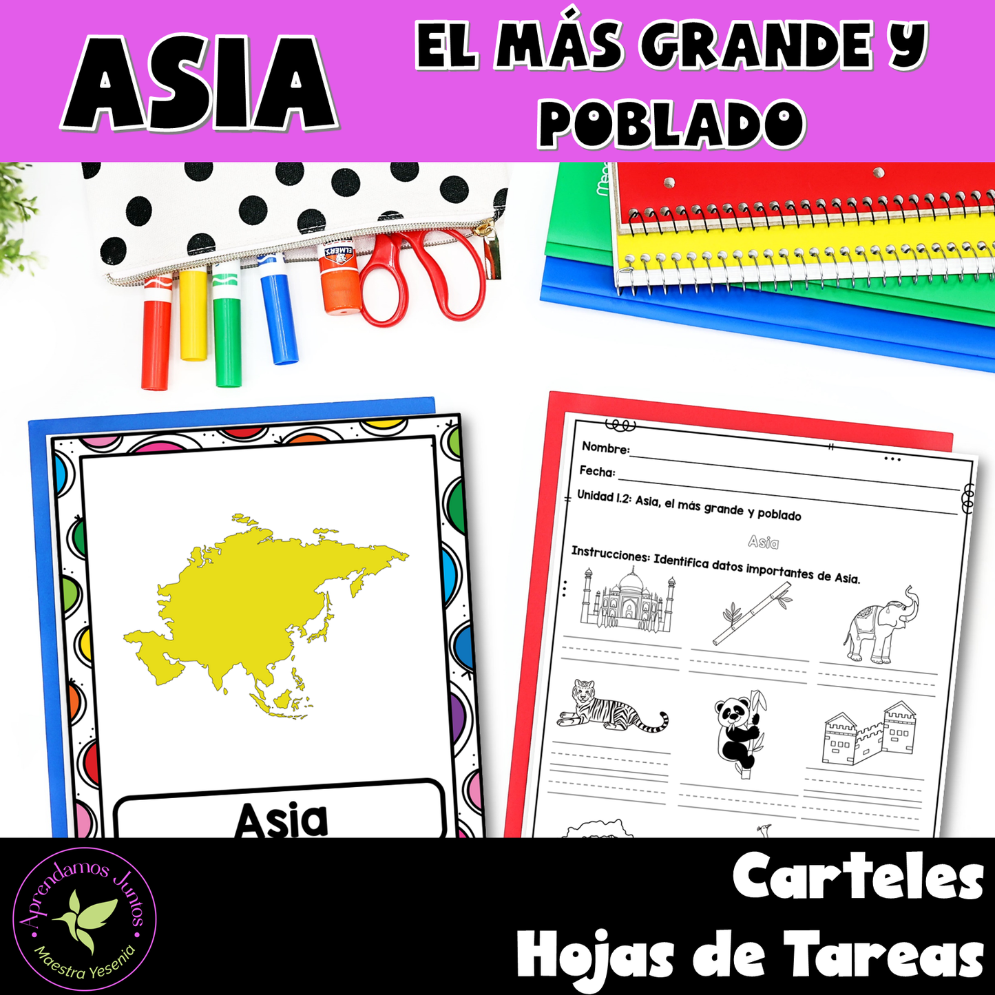 Bundle Unidades 1.2: Asia, el más poblado, Conociendo las Fracciones y Seres vivos