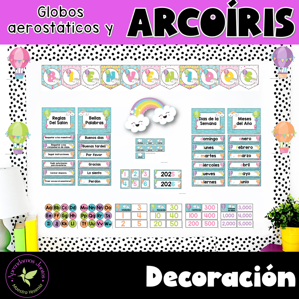Decoración Globos Aerostáticos y Arcoíris