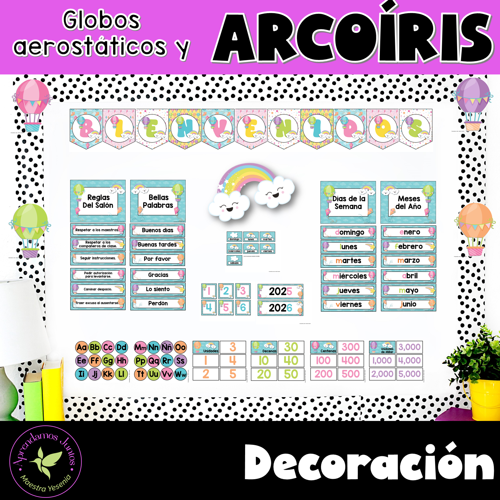 Decoración Globos Aerostáticos y Arcoíris