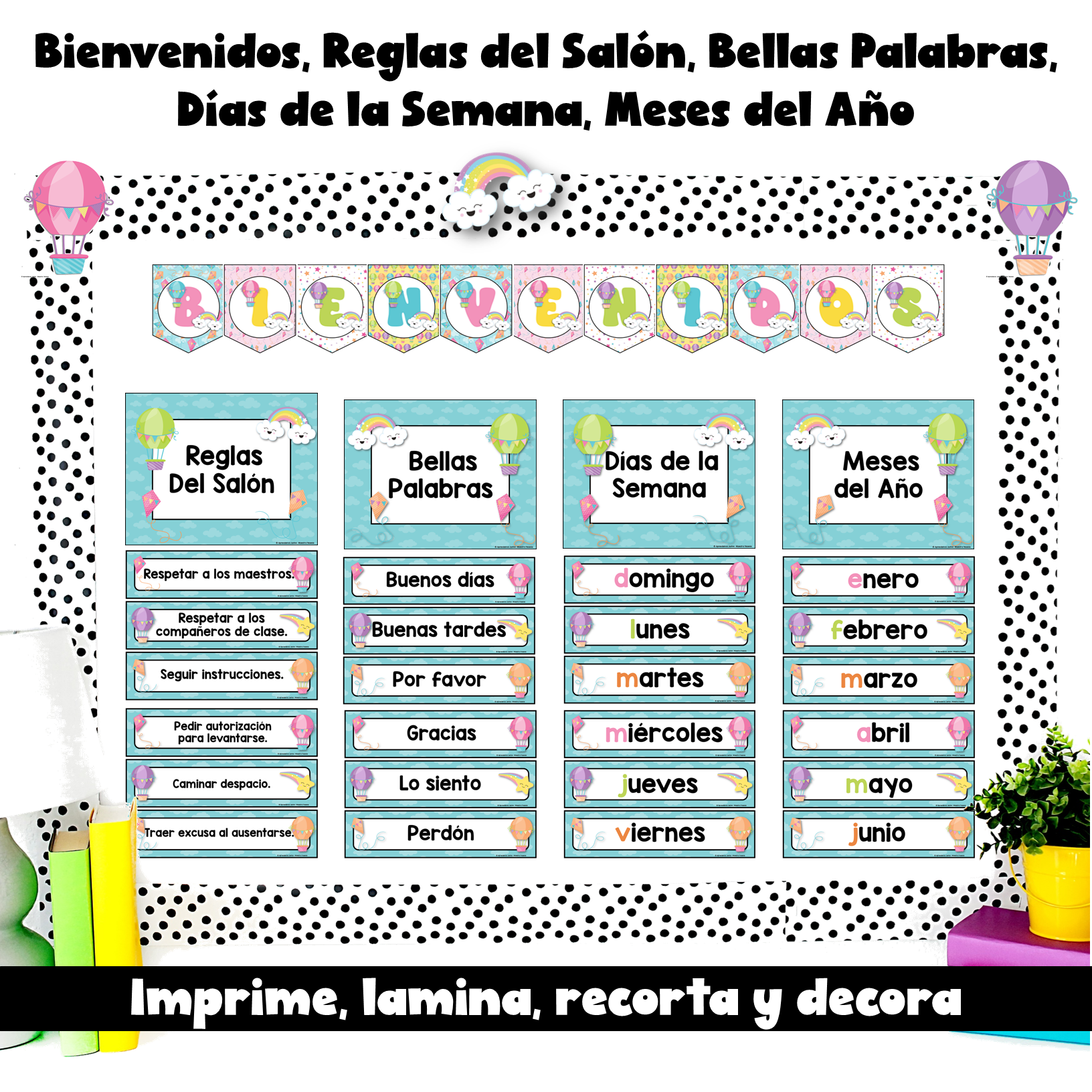 Decoración Globos Aerostáticos y Arcoíris